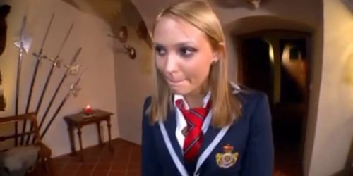 Skinny schoolgirl double fucked