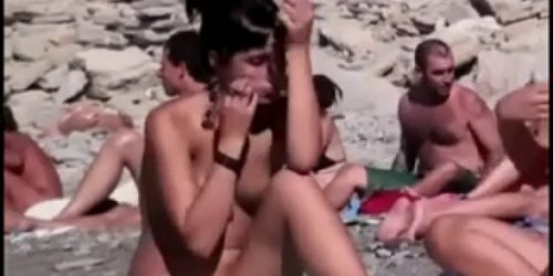 Nude Girl Fingering Hairy Pussy on Beach BVR