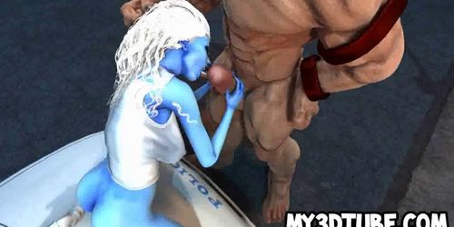 Blue 3D babe getting fucked hard by The Juggernaut