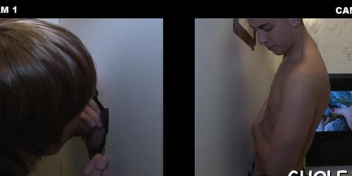 Happy gloryhole gay sucking