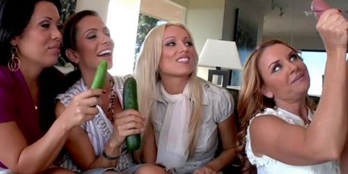 four hot ladies share swollen cock