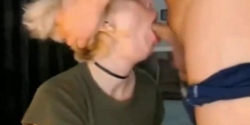 Blonde girl gets face fucked balls deep