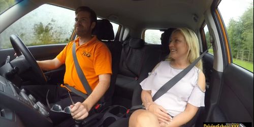 Blonde Scottish Amber Deen rammed by driving instructor