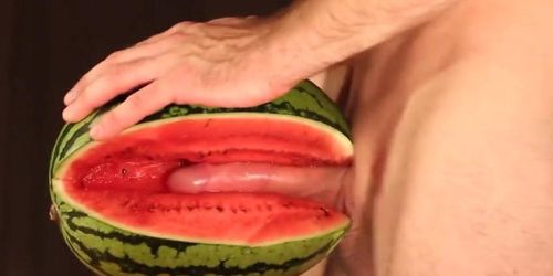 water melon cum - fucking a melon and cumming