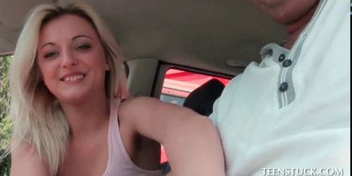 Arousing blonde fellating a strangers dick