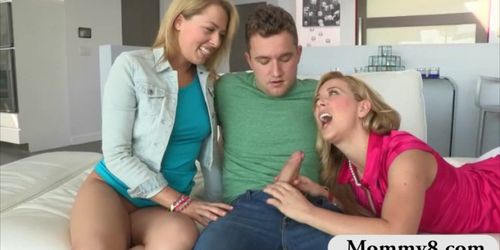 Sexy milf Cherie Deville threesome action with teen cou