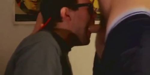 Fucking buddys throat good and cum on his face