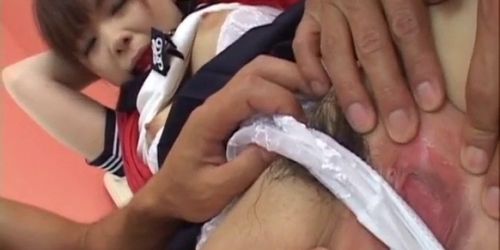 Hot japanese girl with tied hands gets fucked