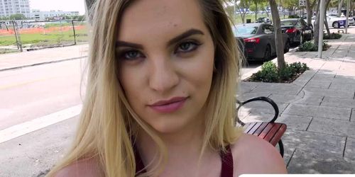 Blonde Crystal Young stripteases for a strangers fat ca