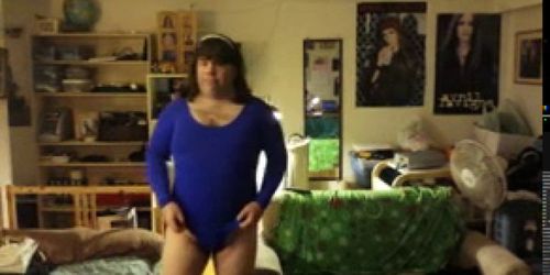 me in my new leotard getting off  with vibrator