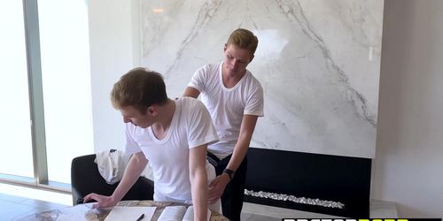 Twink fingers his friends ass and barebacks him anal