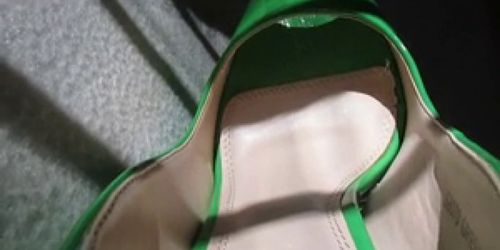 Green high heels shoes