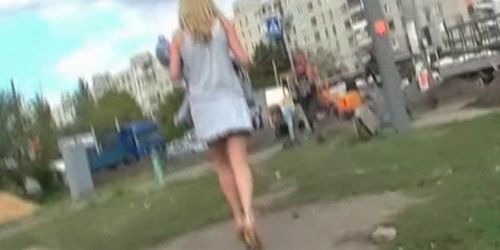 Cute Russian blonde upskirt