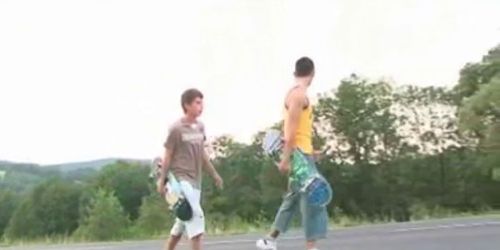 Young Skaters Bare Outdoor