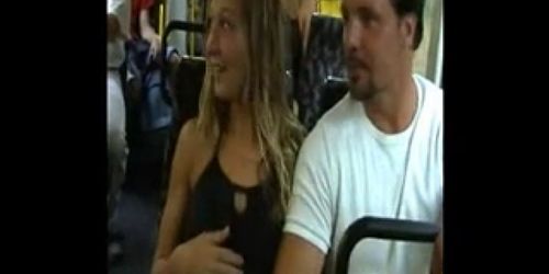 Girl flashing on bus