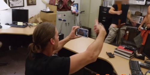 Straight amateur wanks off in pawn shop