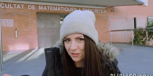 European hottie fucked behind the school for some money