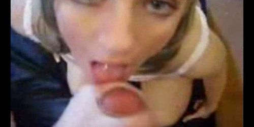 Blonde amateur eats a big cum load