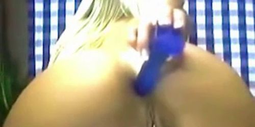 Blonde With A Blue Dildo