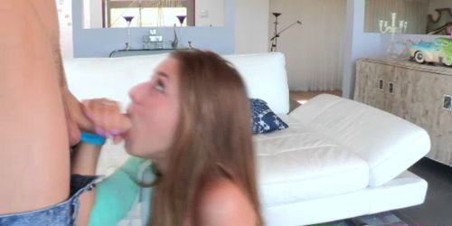 Sweet teen Teddi Rae sucking dick POV