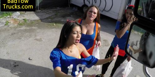 Real cheerleader riding cock for free towing