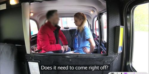 Pretty nurse quick fuck with the driver in the backseat