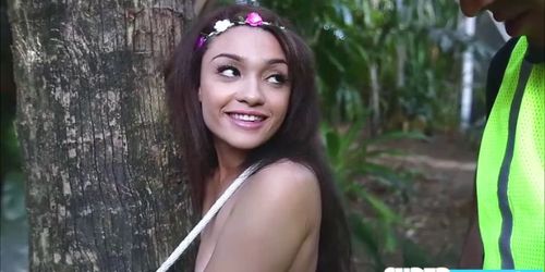 Petite and brunette nature lover Jaye Austin gets fucke