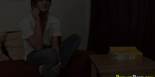 Barebacking twink tugging