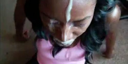 Ebony Takes A Huge Load To Face