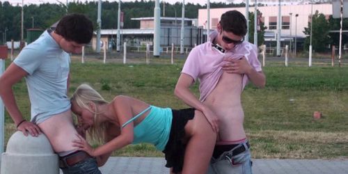 Teens PUBLIC GANG BANG orgy group sex Part 2