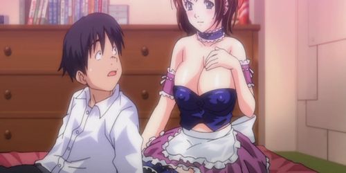 Curvy hentai maid rides