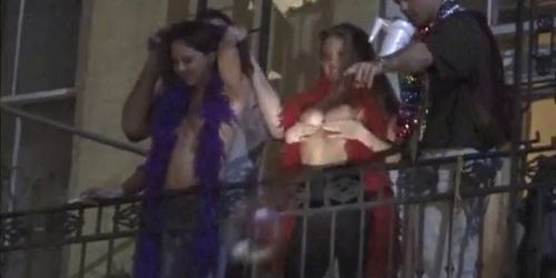 Busty chicks being wild on a terrace