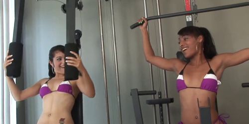 Two Lovely Girls Share a BBC in the Gym