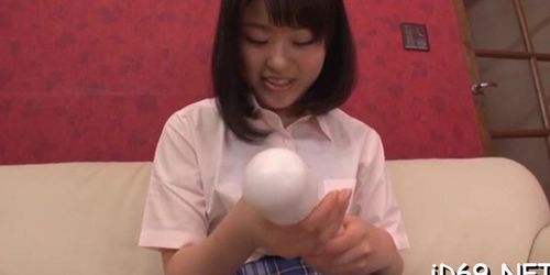 Prodigious nipponese tsugumi mutou rubbing her cherry