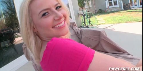 Creamed up ass blonde eating fat dick outdoor