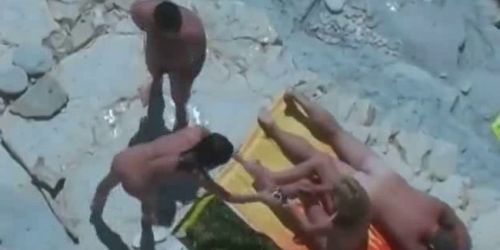 Exposed Brutal wife swapping on beach