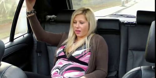 Hot blonde fucked in public parking in fake taxi