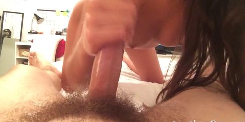 Pretty Girlfriend Jerks Off Her Man In A POV Clip