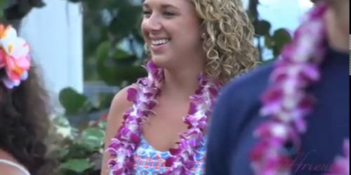 Cum on her tits after the Luau