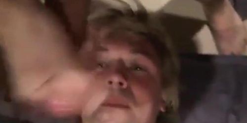 Fucking the twinks mouth and cumming on his face