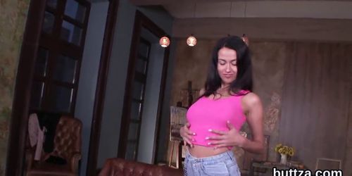 Exquisite halfnaked slim girl gets fucked in spread but