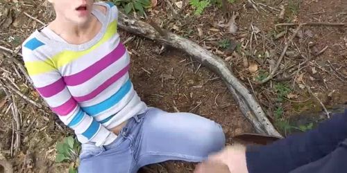 Dirty Blowjob and Facial in Woods