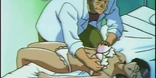 Naughty anime doctor squeezed her patient tits