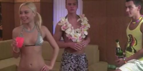 group sex on a Hawaiian party with cumshots