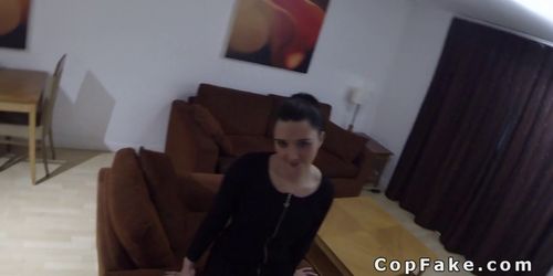 Office babe banged by fake cop pov