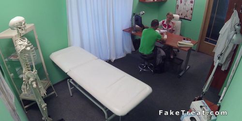 Blonde nurse fucks big dick in office in fake hospital