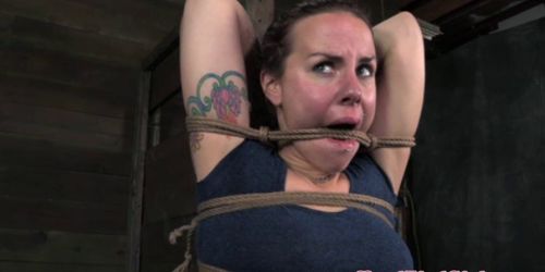 Mouthgagged sub skank gets armtied