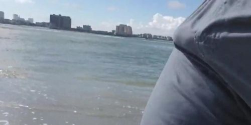 Jerking off on public beach-Big Cum Shot-Hairy Bear