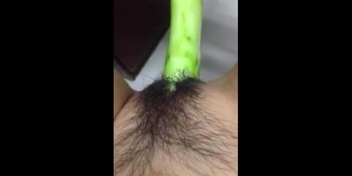 Horney Chinese student shape cucumber as cock and fuck 