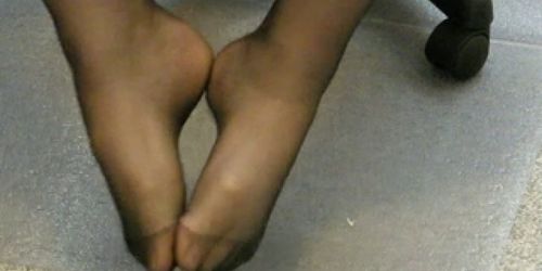 My black pantyhose feet playing together